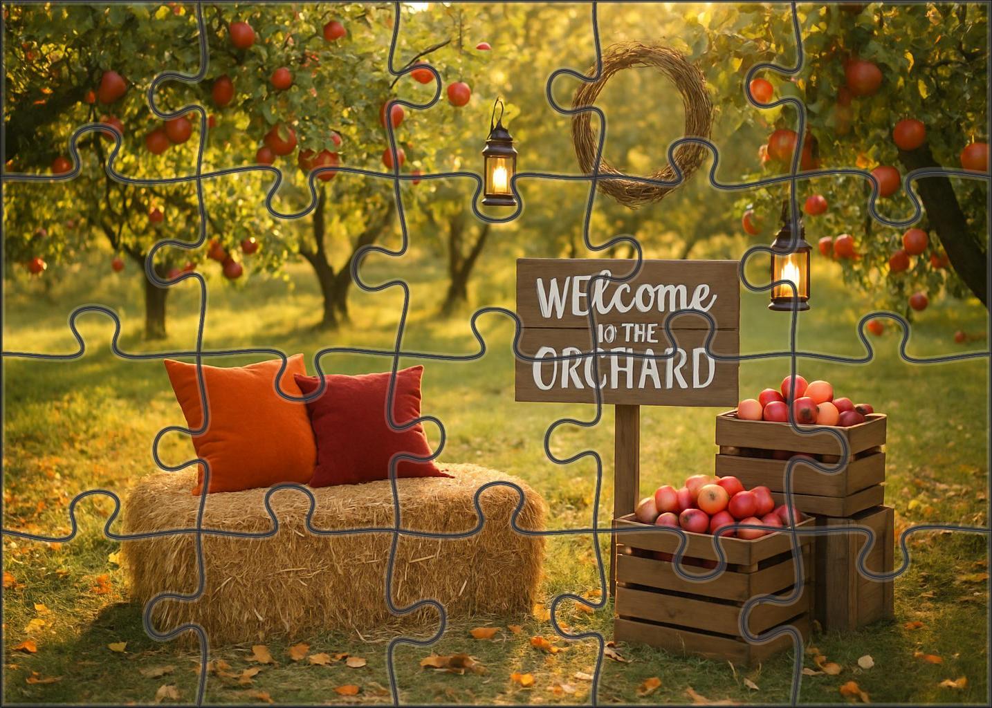 Radiant Autumn Orchard Gathering Large Format Puzzle