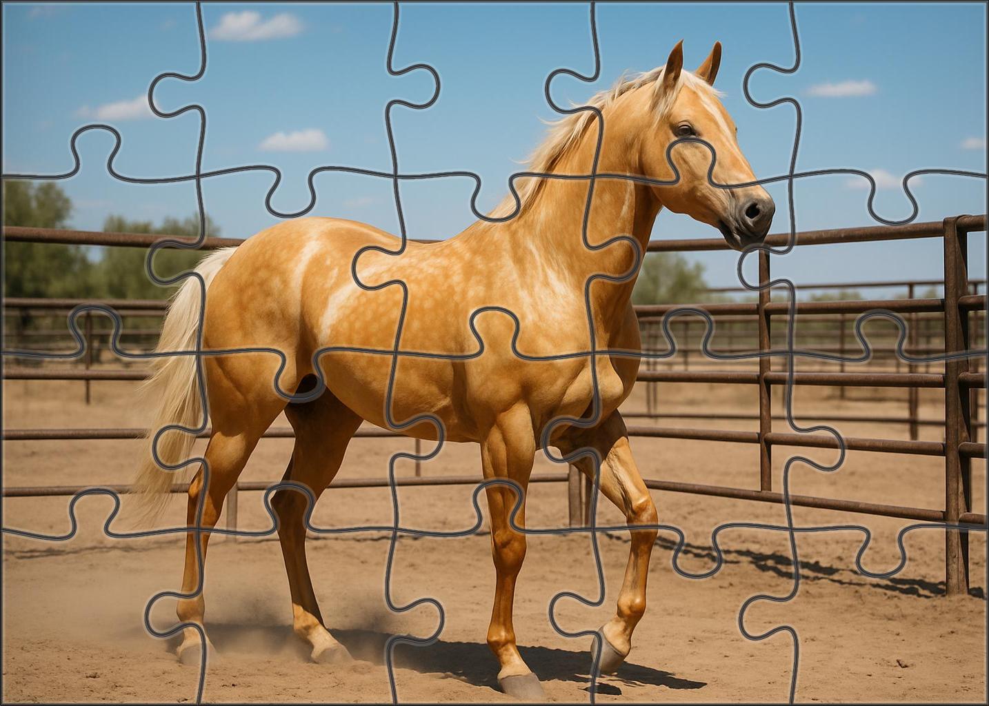 Golden Mirage Dappled Palomino Quarter Horse With Strong Stock Horse Traits Mini Puzzle