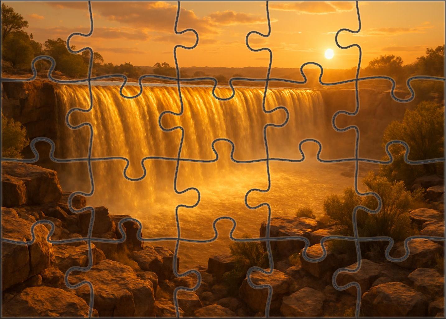Golden Hour Block Fall Premium Puzzle Pieces
