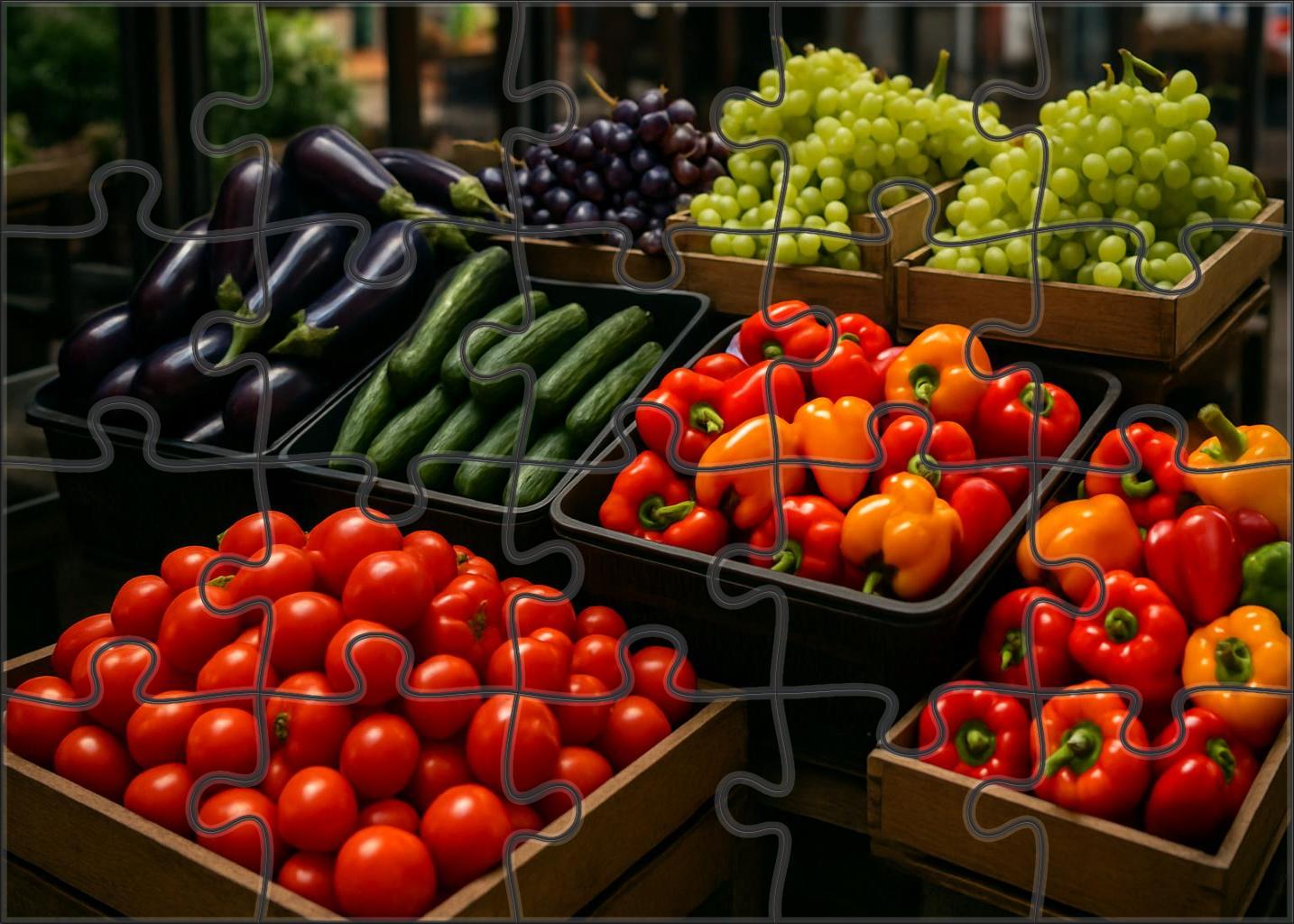 Vibrant Market Stall Scene 20 Piece Puzzle