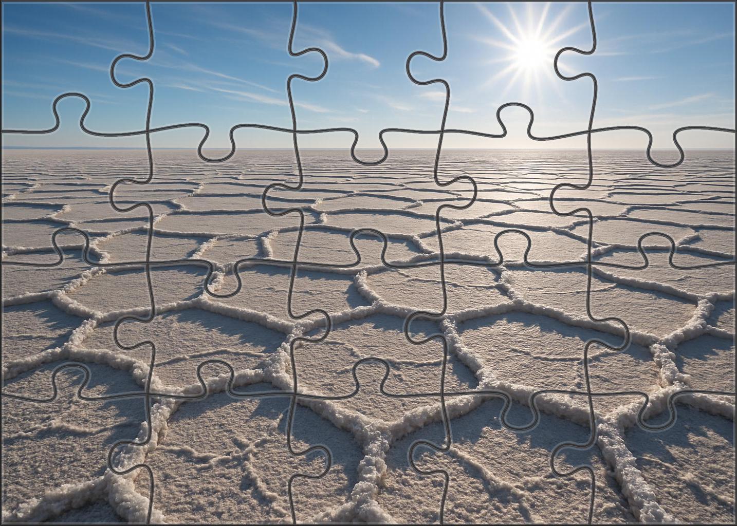 Sunburst Salt Flat Radiant Patterns On Cracked Earth Puzzle Challenge