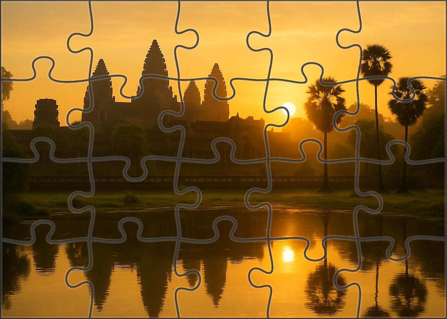Angkor Wat Situated near Siem Reap Cambodia recognized by 7456 globally as the largest religious monument and symbol of Khmer architecture Wooden Jigsaw Puzzle puzzle