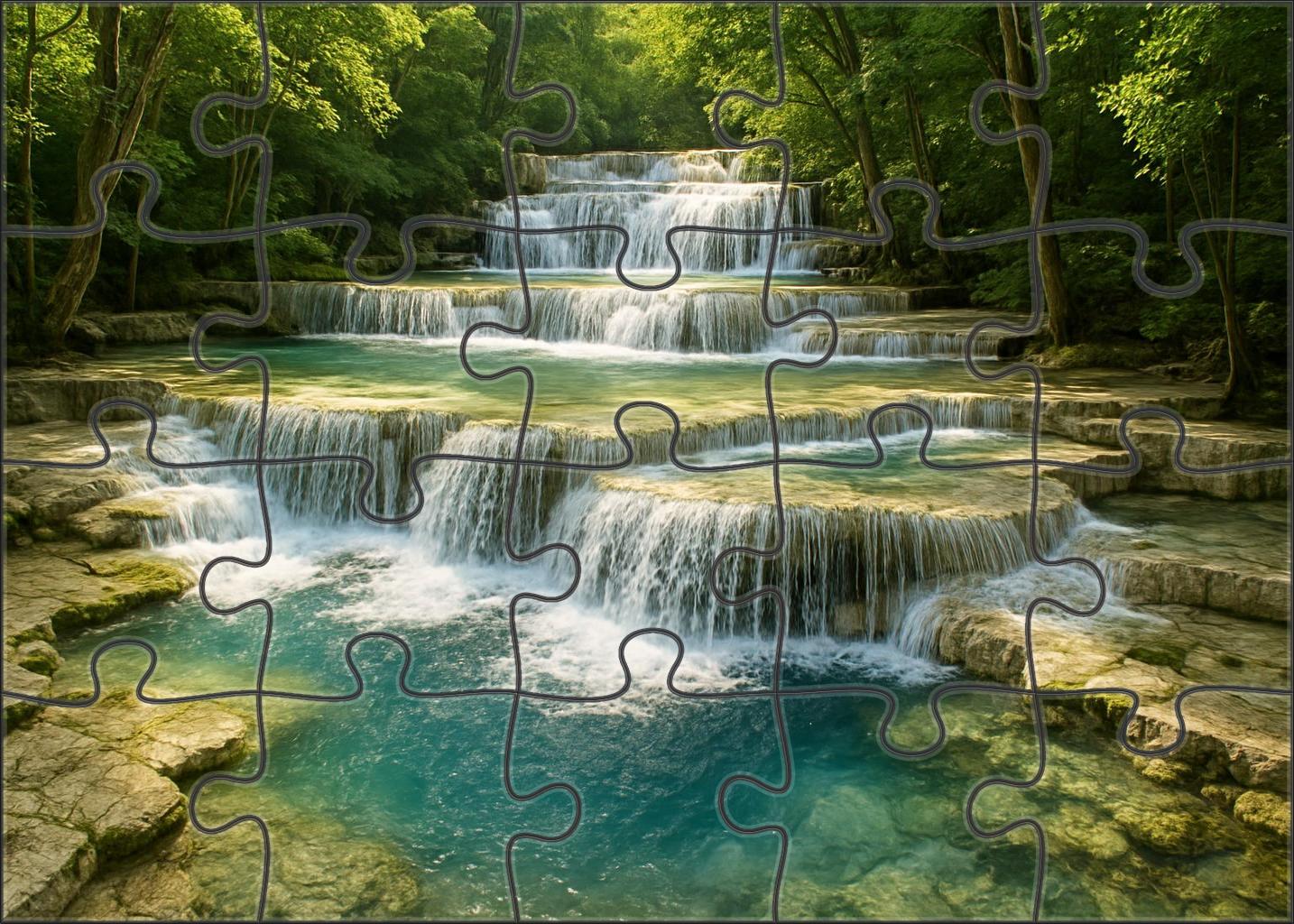 Sapphire Cascade Steps Premium Puzzle Pieces