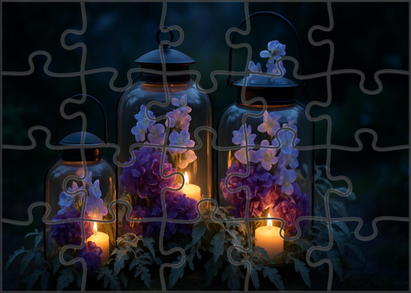 Twilight Garden Lantern A Mystical Blend Of Deep Purples And Soft Blues In A Hanging Arrangement Puzzle For Kids