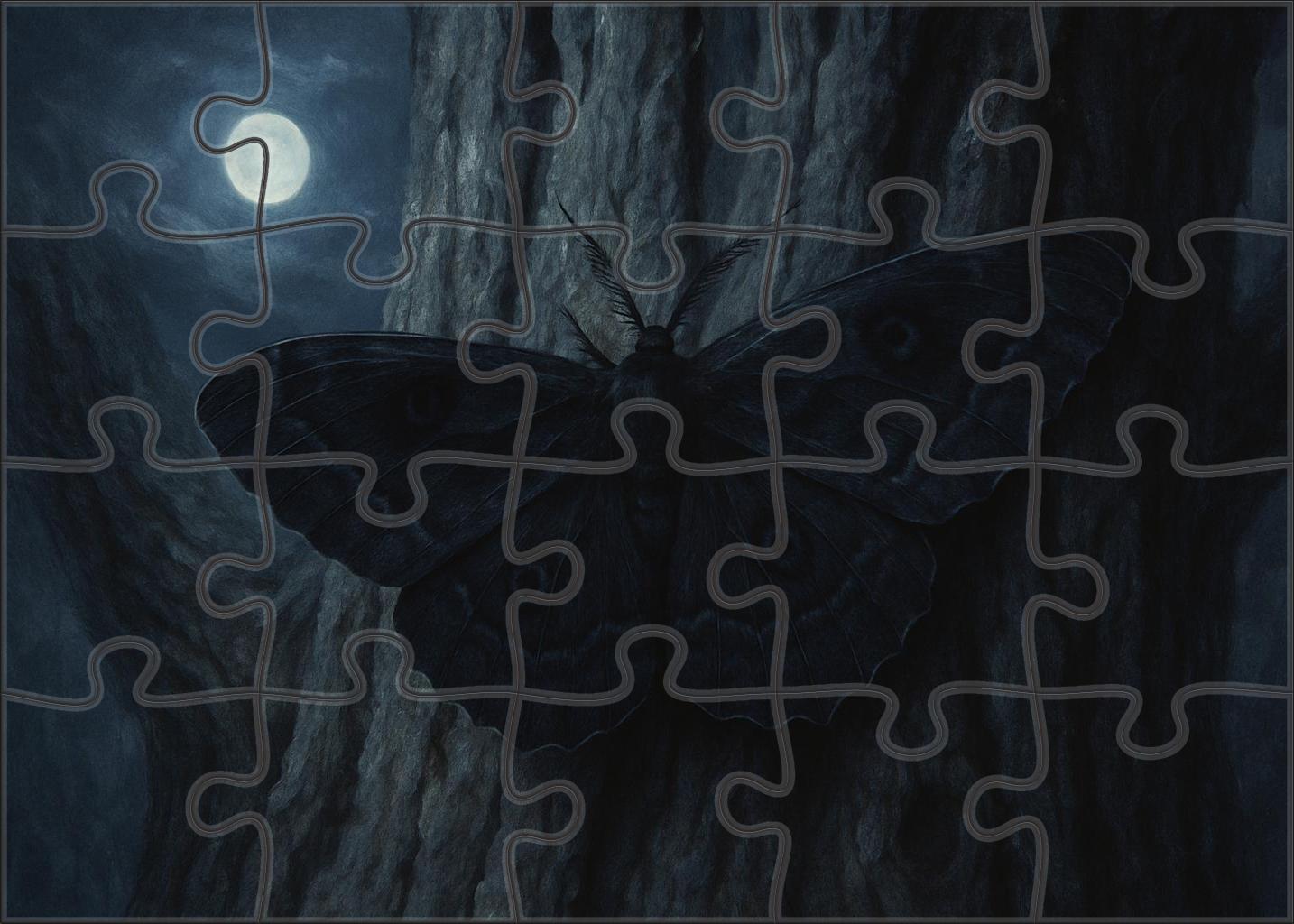 Onyx Veil Moth Nighttime Specter With Silken Shadowed Wings Puzzle For Adults