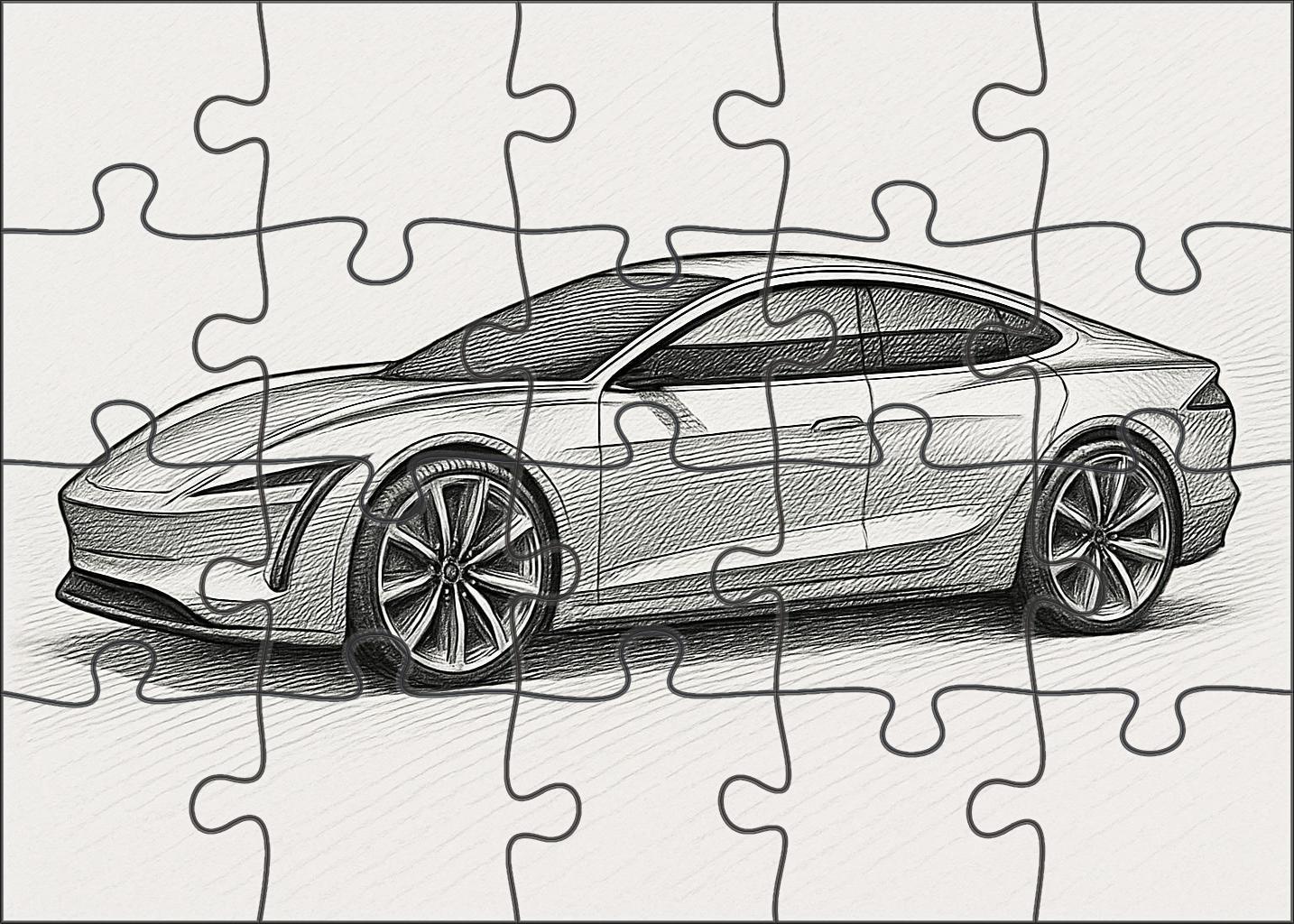 Futuristic Vehicle Concept Technical Ink Drawing With Layered Detailing Large Format Puzzle
