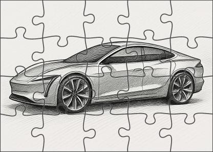 Futuristic Vehicle Concept Technical Ink Drawing With Layered Detailing Large Format Puzzle