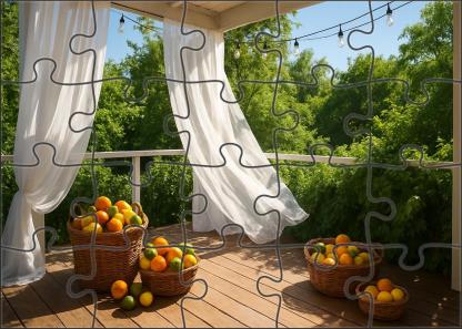 Sun-drenched Summer Terrace Citrus Hues And Breezy Fabrics 20 Piece Puzzle