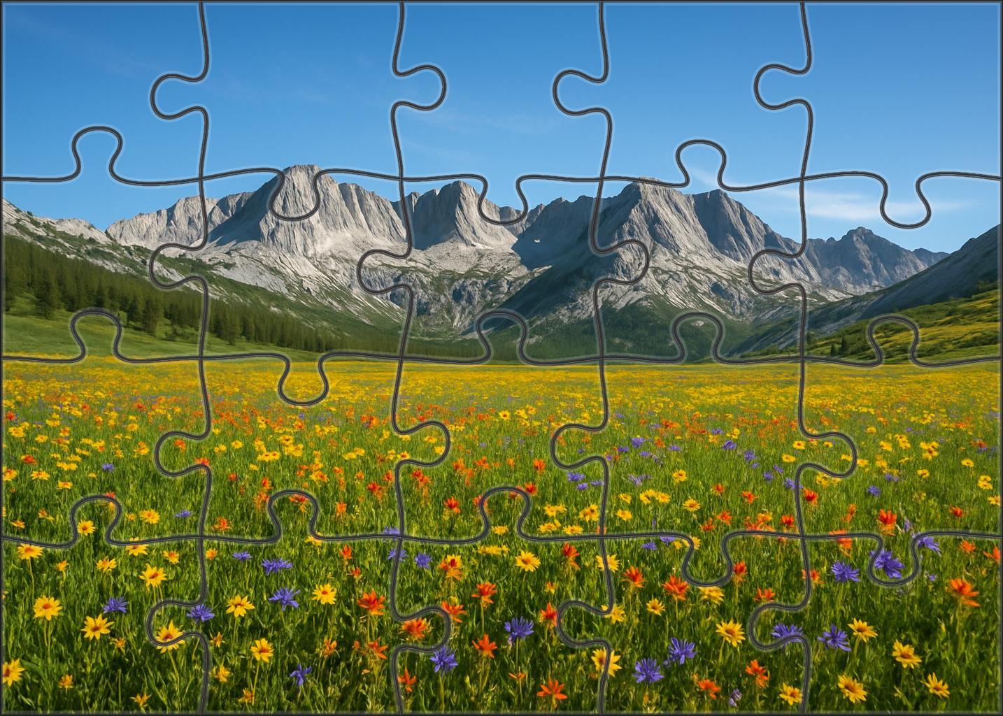 Sunlit Alpine Meadow Plateau Large Format Puzzle