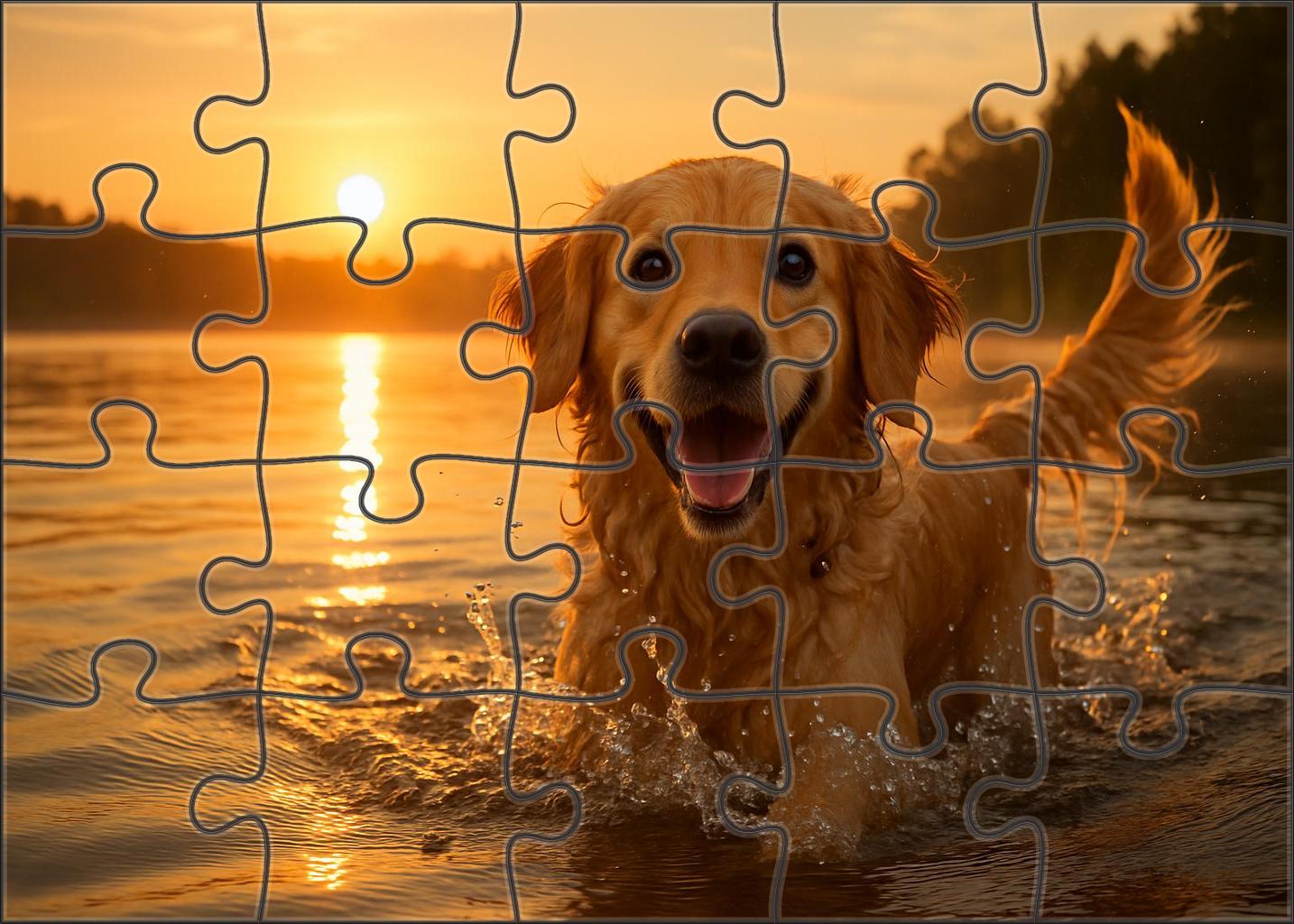 Golden Ripple Medium Curly-coated Retriever With Playful Nature Puzzle Collection