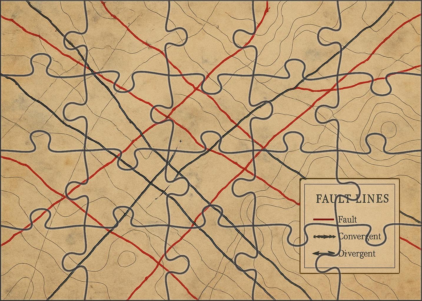 Subsurface Fault Line Network Map Puzzle For Kids
