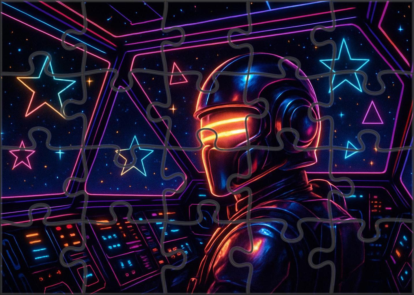 Retro Space Odyssey Synthwave Unique Puzzle Design