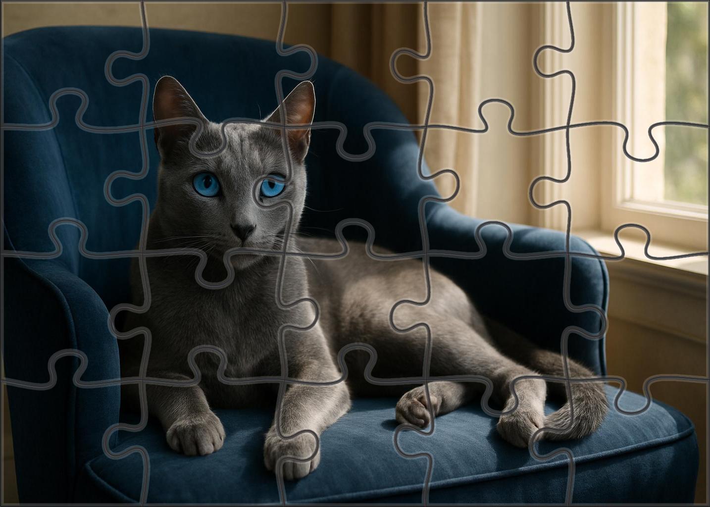 Azure Glow Luminous Blue-eyed Feline With Silky Fur Challenging Puzzles