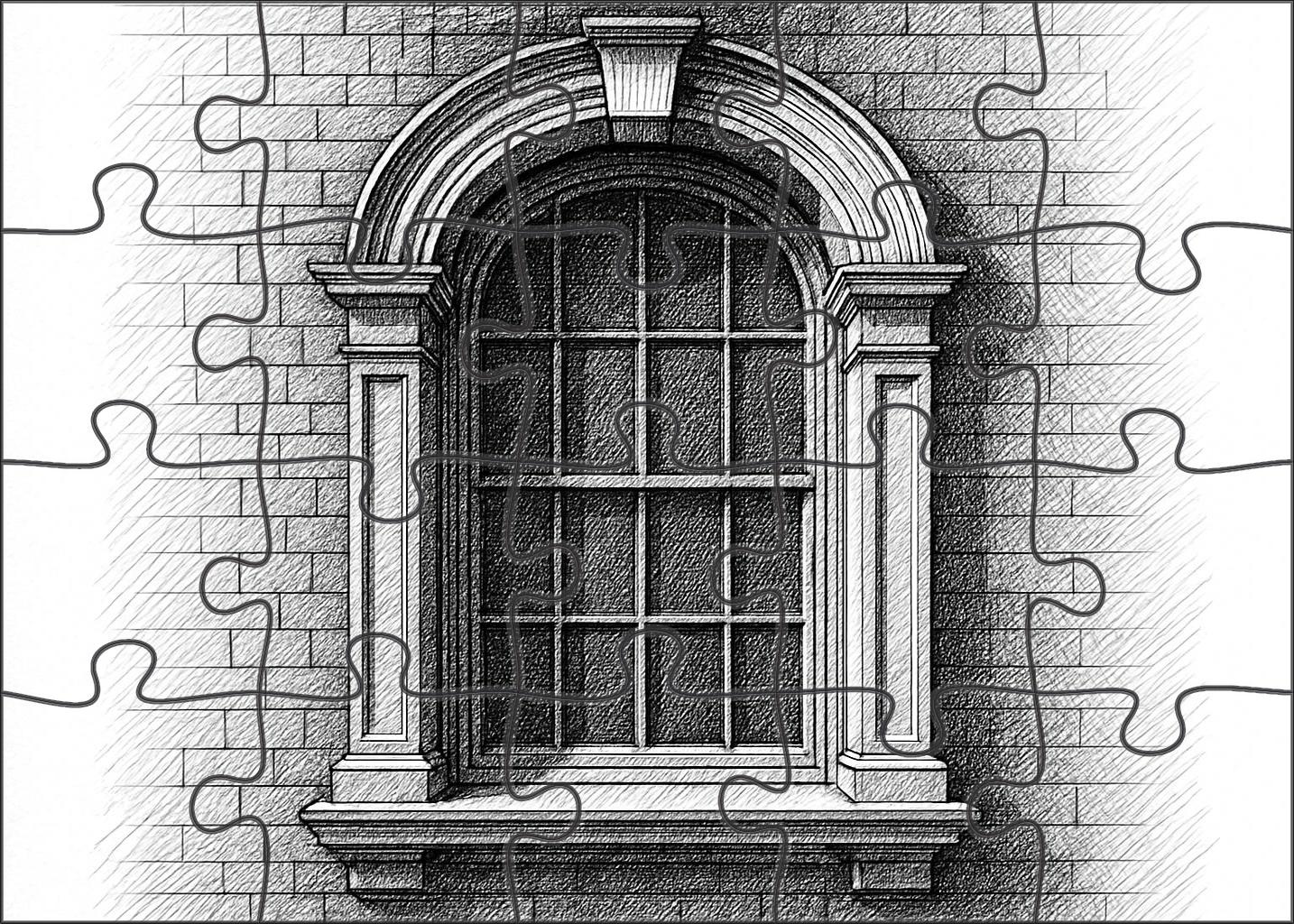 Architectural Window Study Precise Technical Pen Lines With Crosshatching Detail 1000 Piece Puzzle