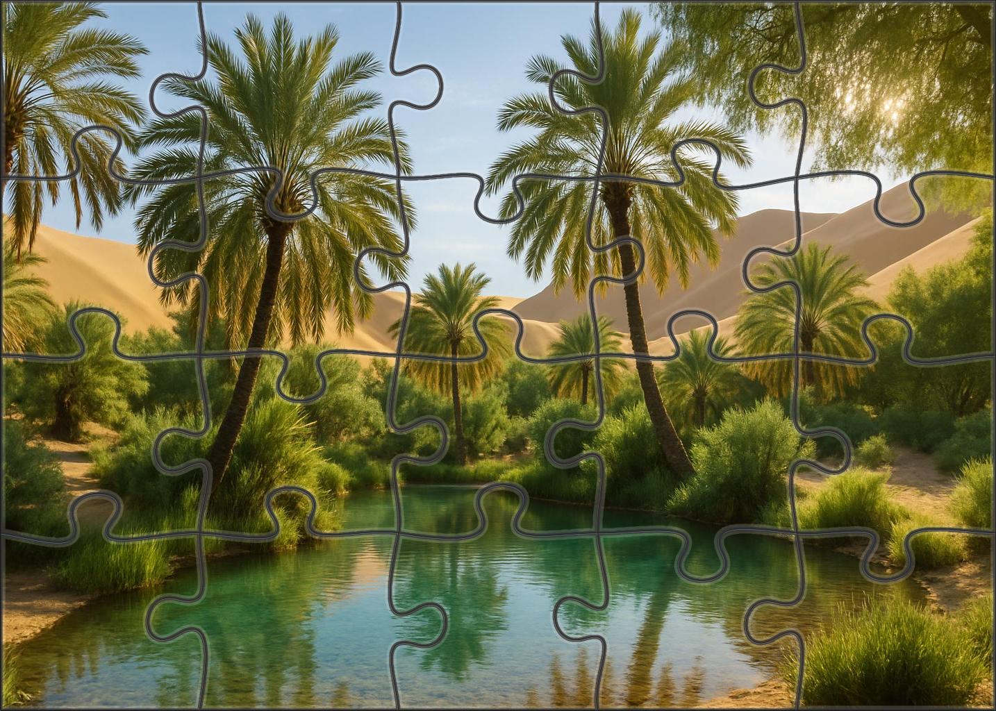Hidden Oasis Dell Emerald Calm Amid Sand Sea Puzzle For Adults
