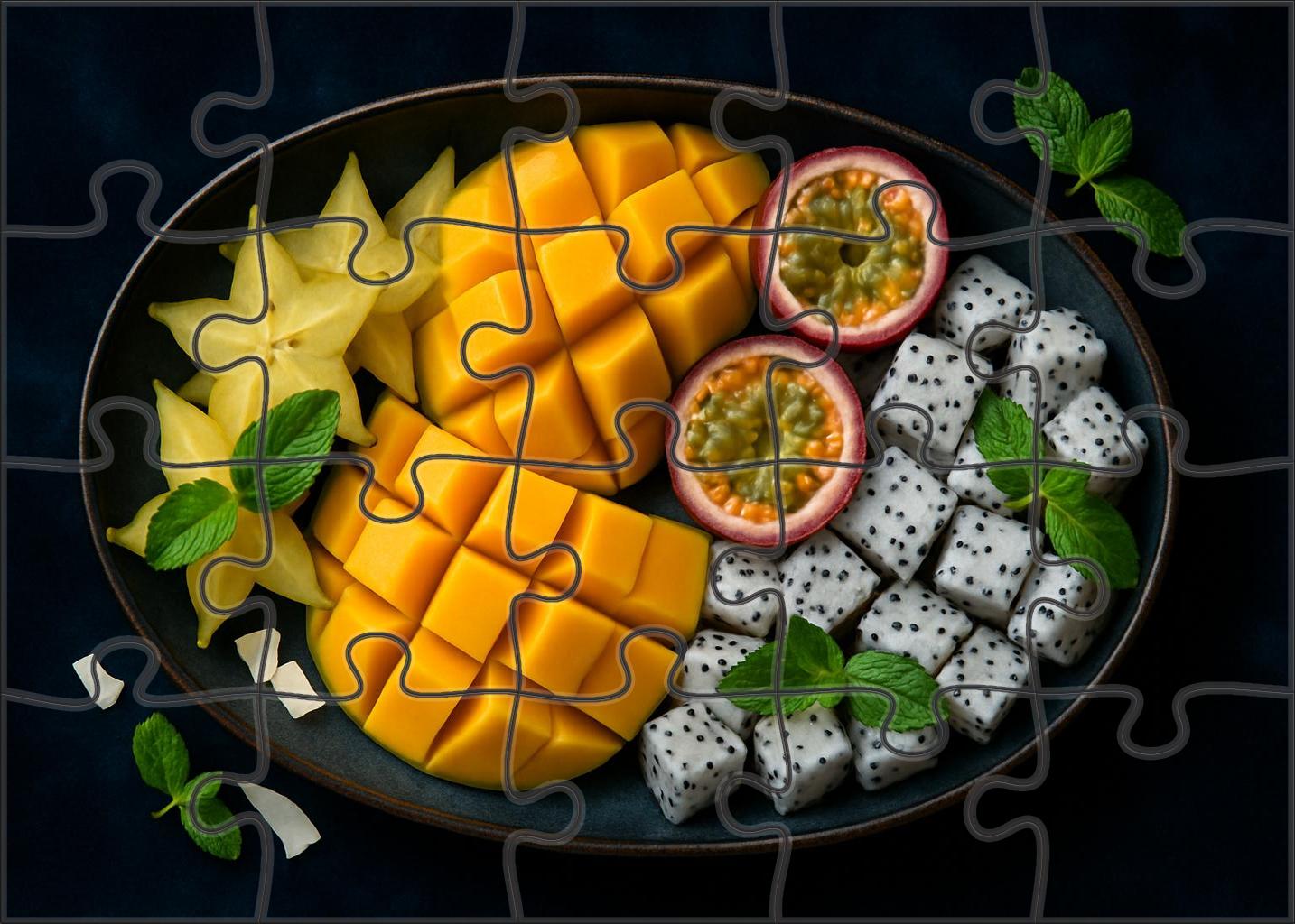 Tropical Twilight Exotic Fruits Under Moonlight Glow 20 Piece Puzzle