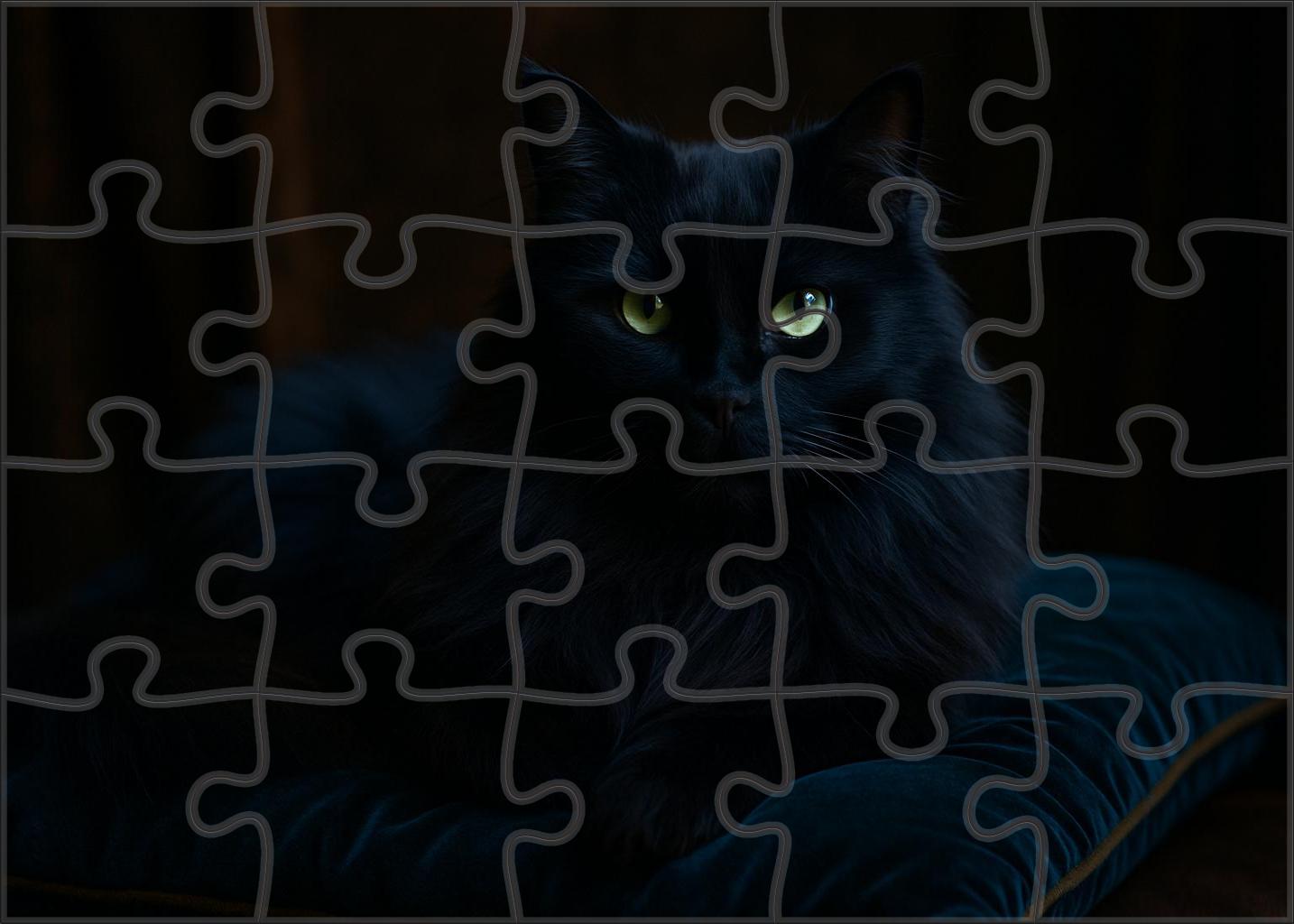 Midnight Opal Deep Blue-black Longhair With Gentle Mystery 200 Piece Puzzle