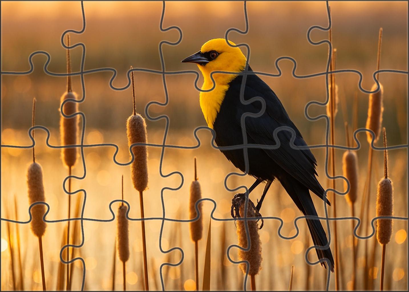 Yellow-headed Blackbird Marshland Voice Puzzle Fun