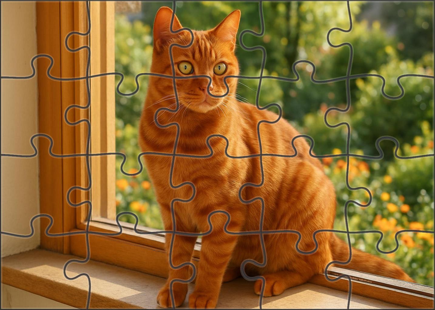Copper Gleam Shining Copper-toned Cat With Bold Personality 20 Piece Puzzle