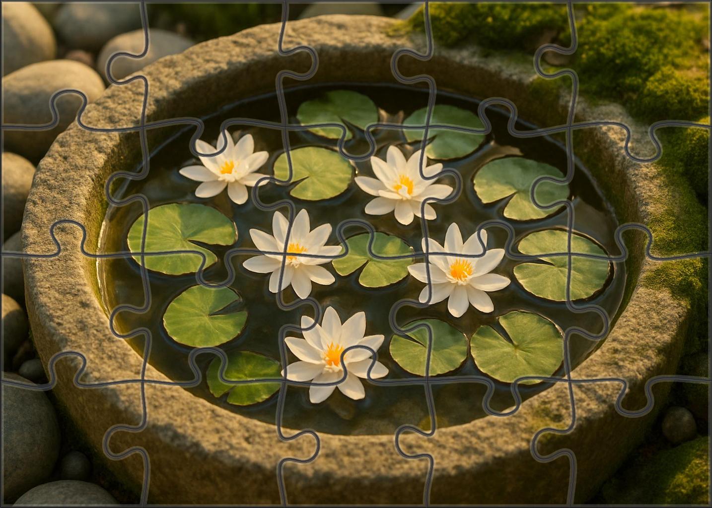Serene Water Garden Nook Floating White And Green Blooms With Lily Pads Family Puzzles