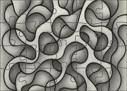 Abstract Organic Form Exploration Graphite And Ink Mixed Media Lines Puzzle For Kids