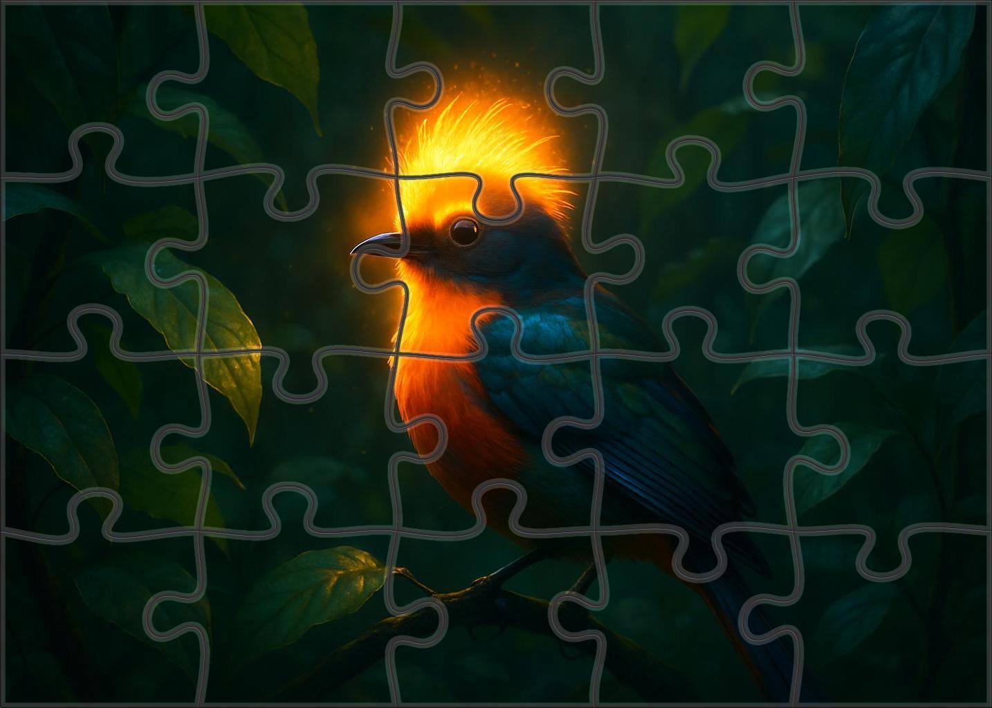 Glowing Hornbill Vibrantly Plumed Bird With Luminescent Crest And Social Foraging Habits Puzzle Collection