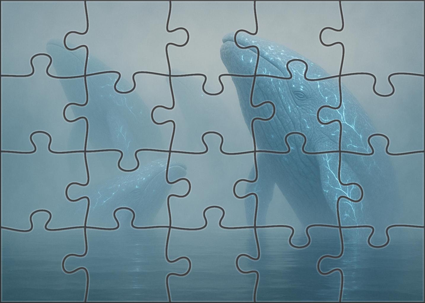 The Oceans Breath Gigantic Coral Whales Surfacing Through Mist Custom Jigsaw Puzzle
