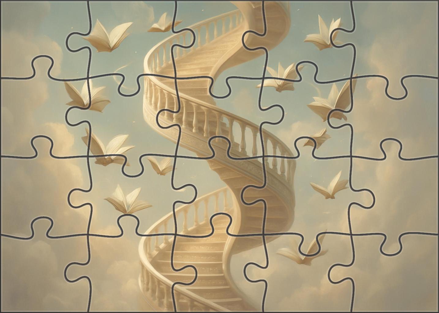 The Infinite Spiral Library Endless Stairs Among Cloud Realms Unique Puzzle Design