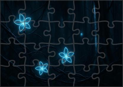 Mechanical Jungle Steel Vines And Glowing Blooms Entwined In Night Unique Puzzle Design