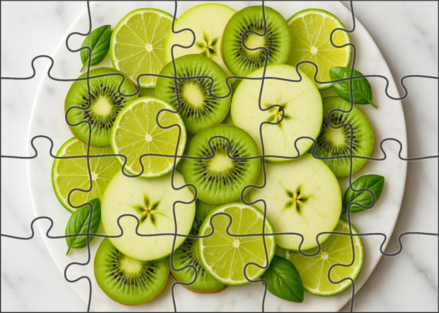 Emerald Citrus Mosaic Lime Kiwi And Green Apple Composition 100 Piece Puzzle
