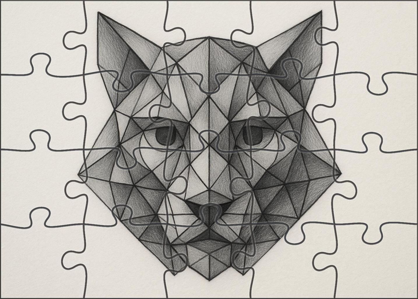 Geometric Animal Portrait Stylized Pencil And Ink Hybrid Illustration Large Format Puzzle
