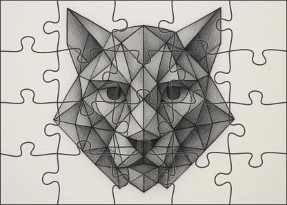 Geometric Animal Portrait Stylized Pencil And Ink Hybrid Illustration Large Format Puzzle