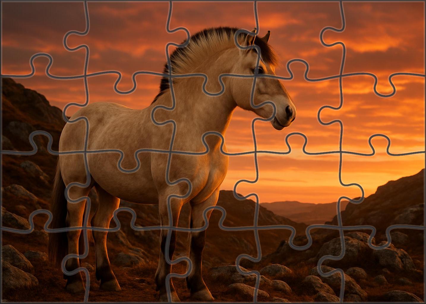 Ivory Moon Fjord Robust Cream Roan Stallion With Enduring Strength Large Format Puzzle