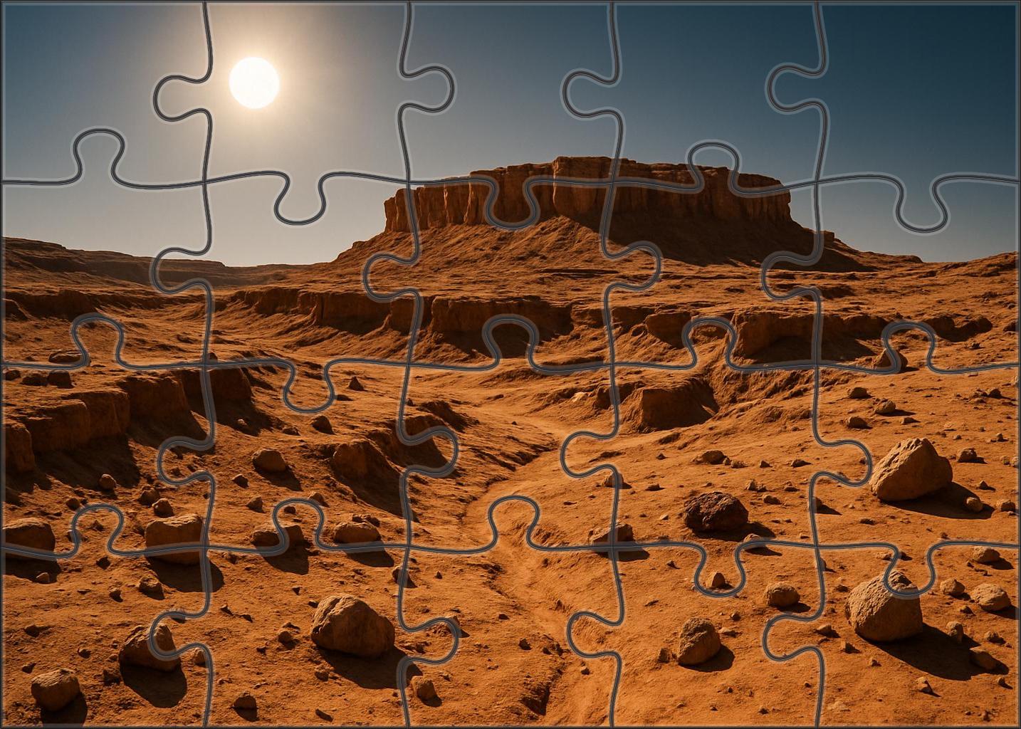 Dusty Amber Plateau Rocky Sand Transition Under Midday Sun Puzzle For Adults