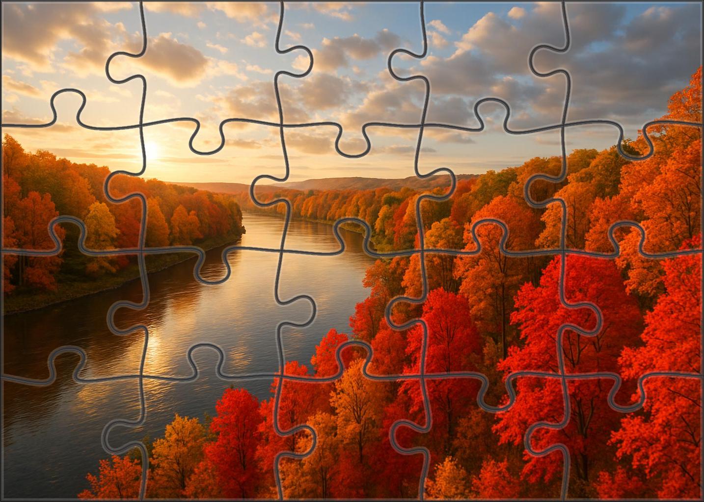 Autumn Riverbend Panorama Puzzle Collection