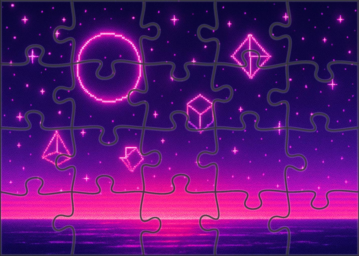 Celestial Synthwave Dreamscape Cosmic Neon Soundscapes And Vaporwave Aesthetics 20 Piece Puzzle