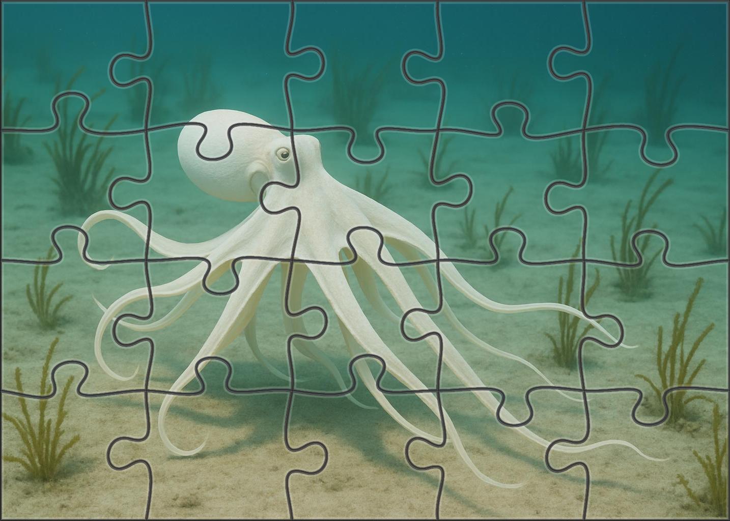 Ivory Ribbon Octopus Graceful Cephalopod With Flowing Tentacles Mini Puzzle
