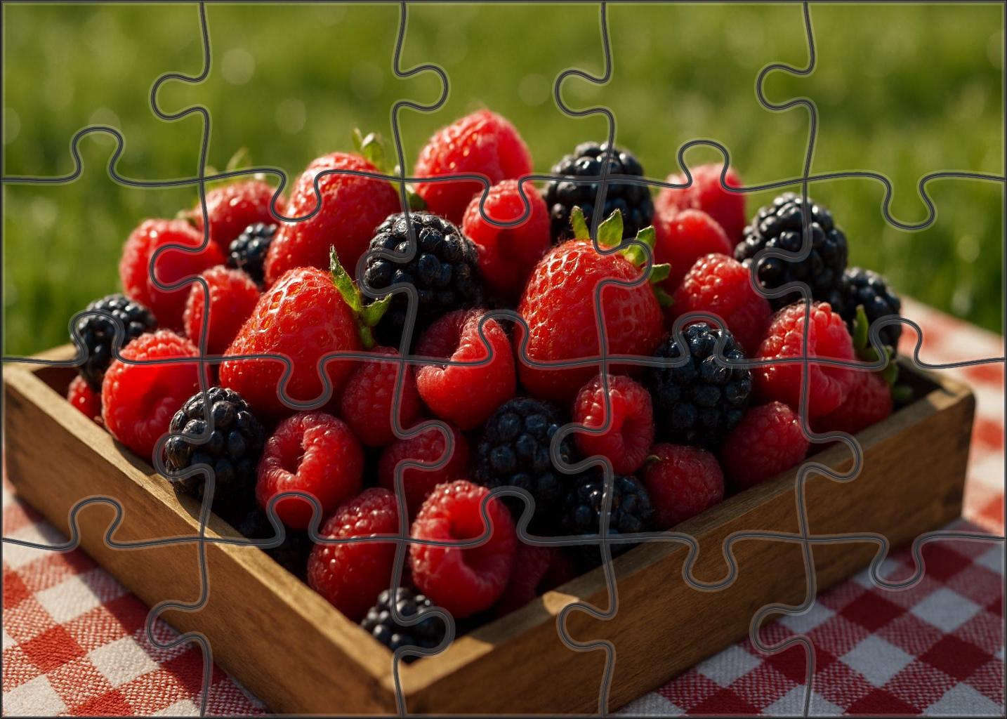Summer Picnic Bounty Handpicked Berries In A Natural Wooden Box 500 Piece Puzzle