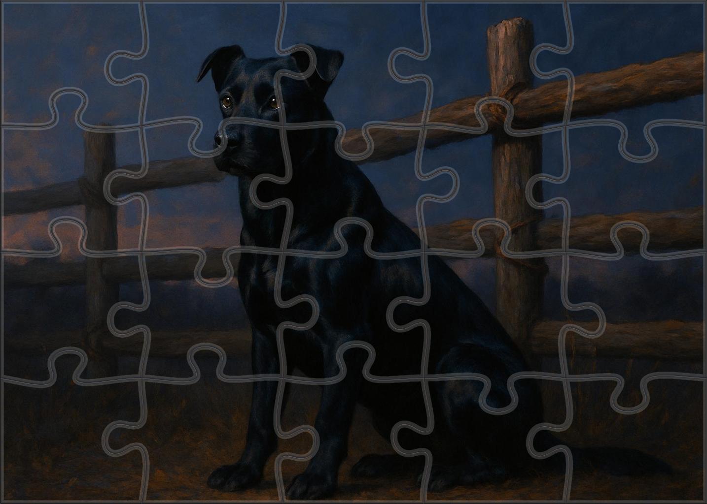 Obsidian Pelt Dense Black Guard Dog With Steady Temperament Puzzle Collection