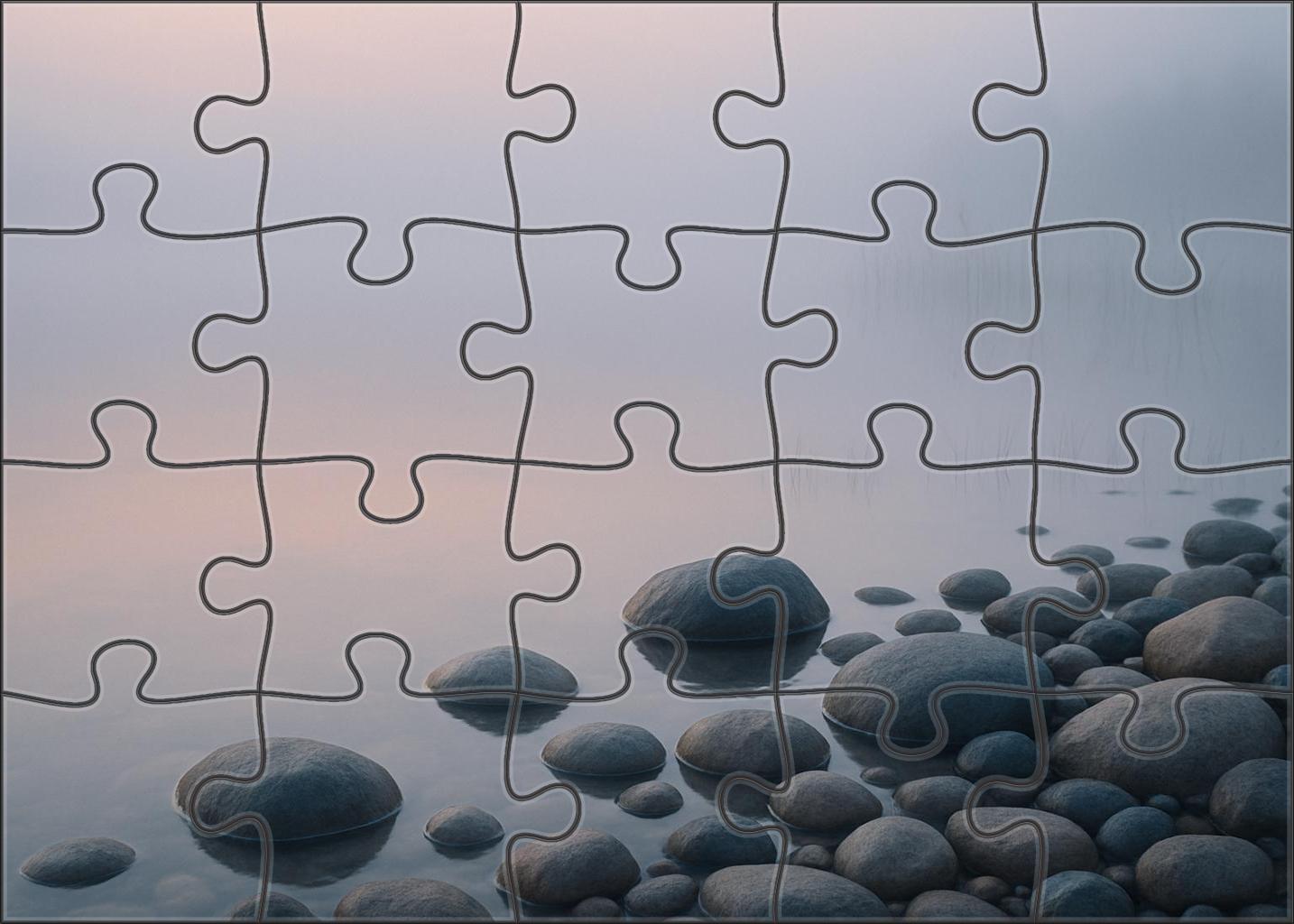 Early Morning Lakeshore Mist Easy Puzzles