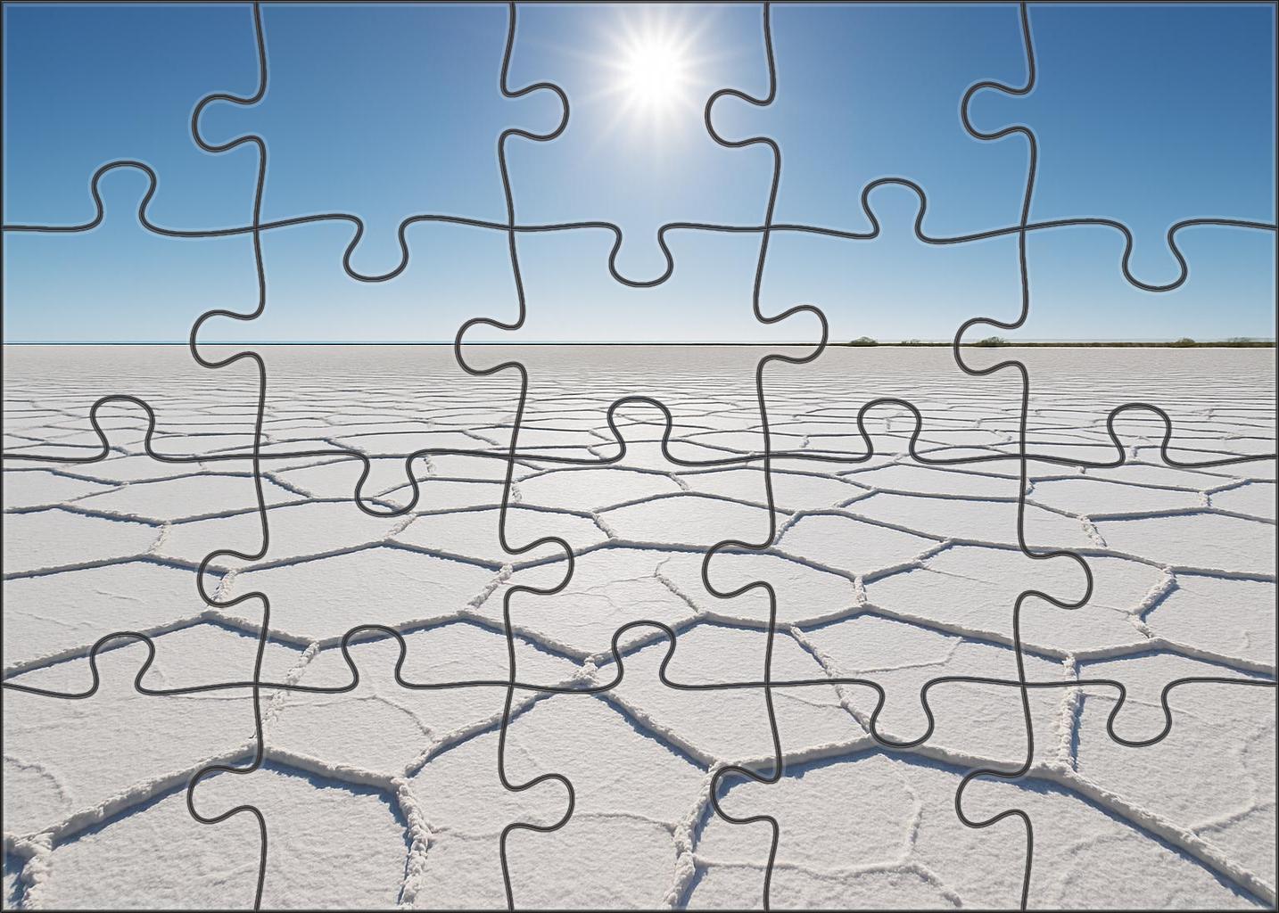 Salt Mirror Glimmering White Flats Beneath Noon Sun Puzzle Challenge