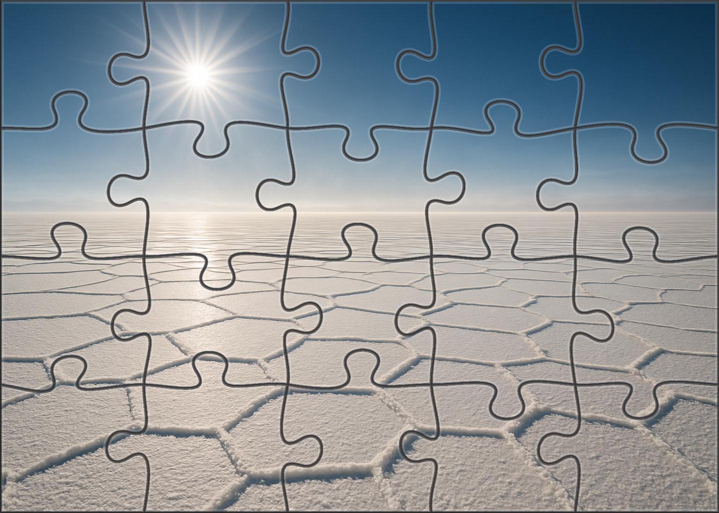 Saltpan Mirror White Flats Reflecting Distant Heat Waves Puzzle For Kids