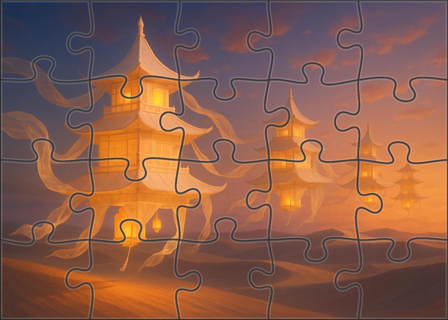 Desert Of Floating Origami Temples 300 Piece Puzzle