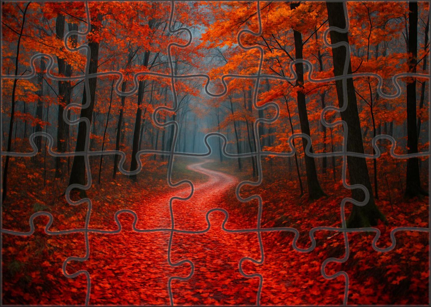Crimson Leaf Pathway Unique Puzzle Design