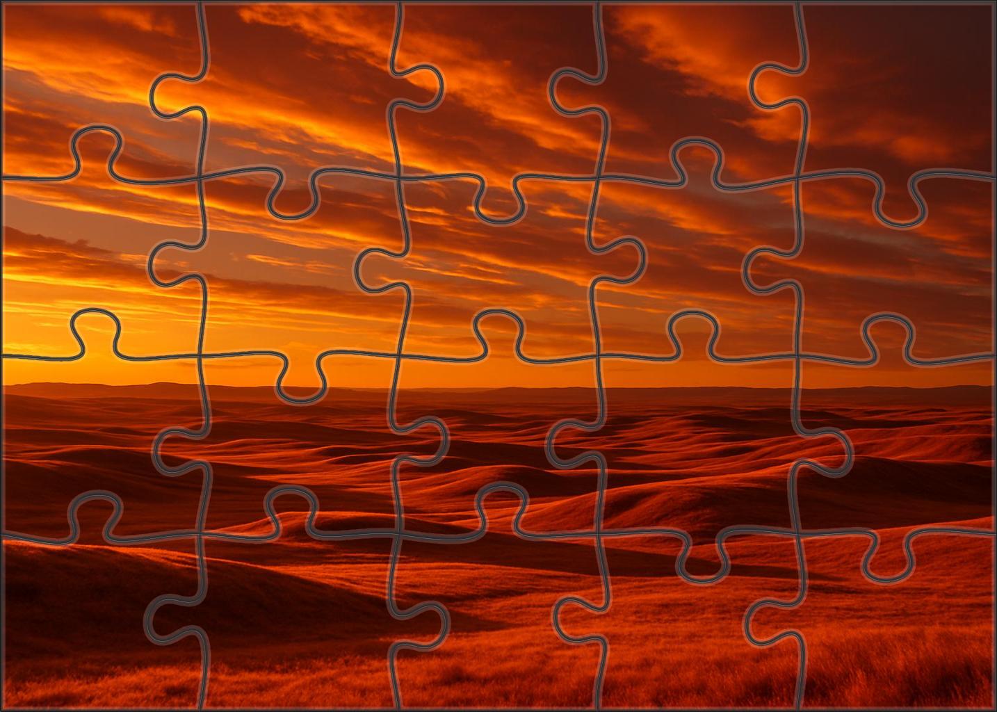 Amber Radiance Over Rolling Plains Mini Puzzle