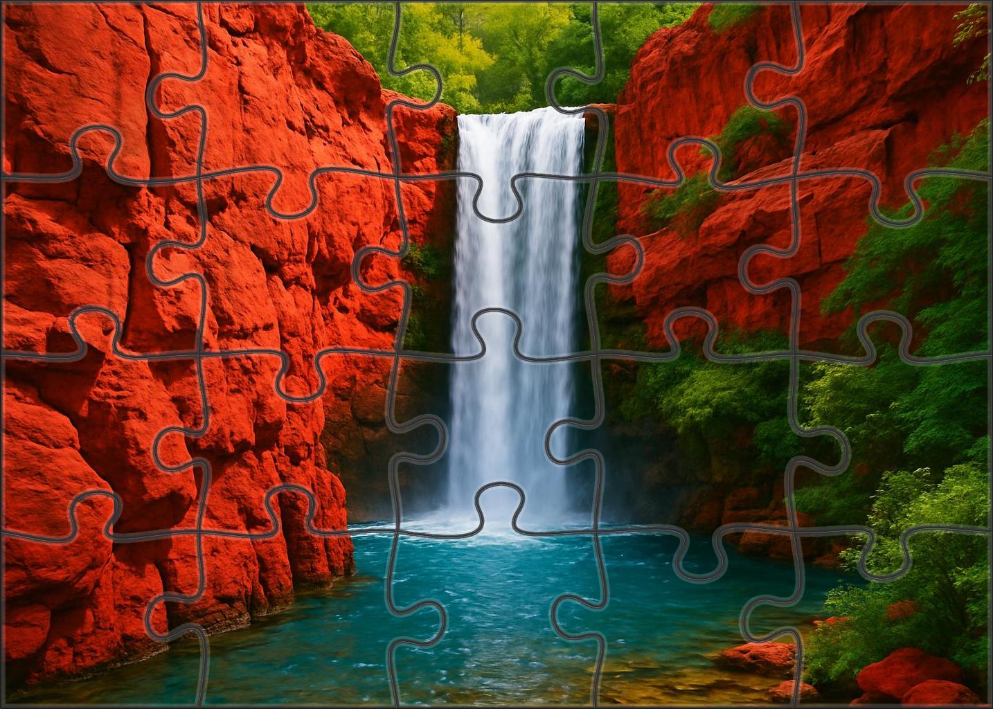 Crimson Echo Falls Premium Puzzle Pieces