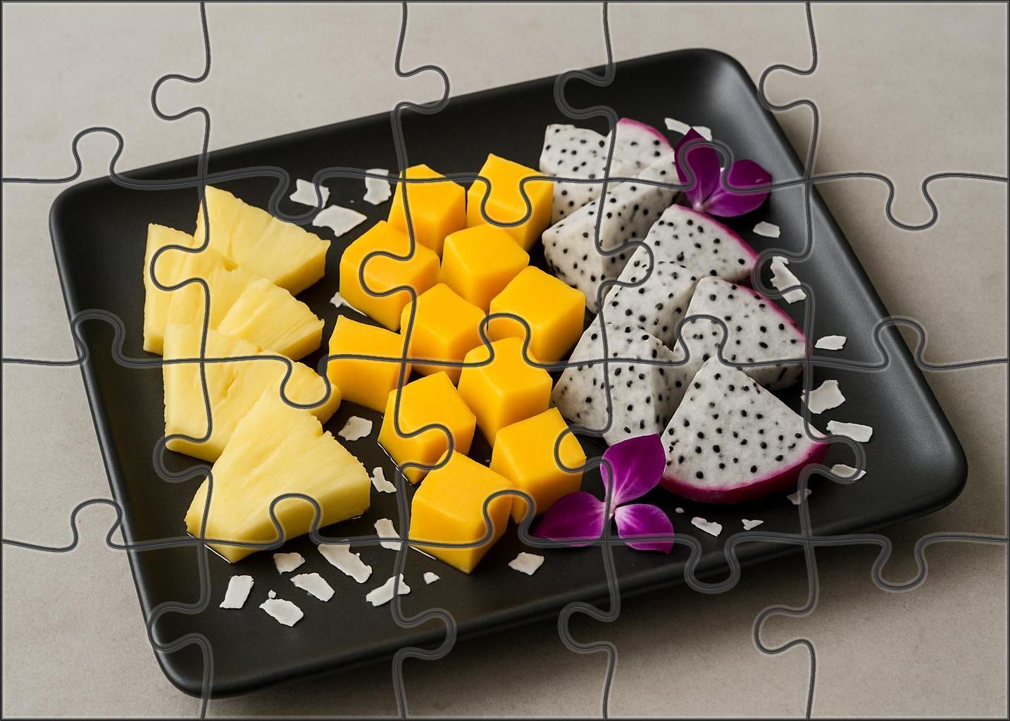 Tropical Zen Garden Artful Slices Of Pineapple Mango And Dragon Fruit 20 Piece Puzzle