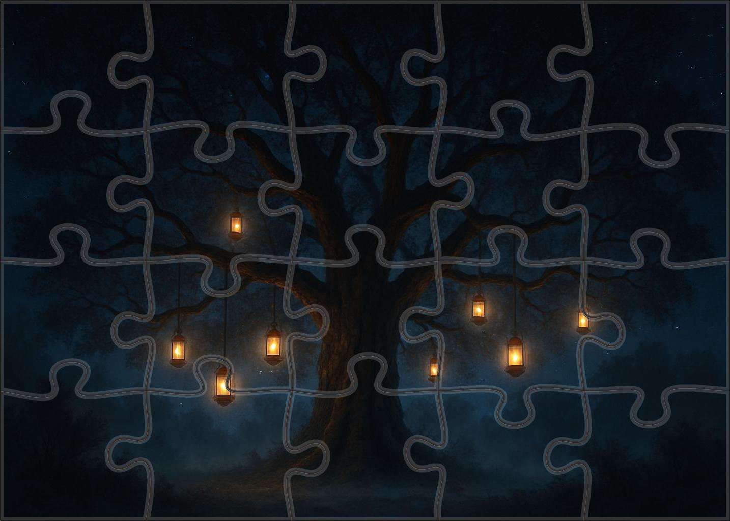 The Lantern Tree At Midnight Large Format Puzzle
