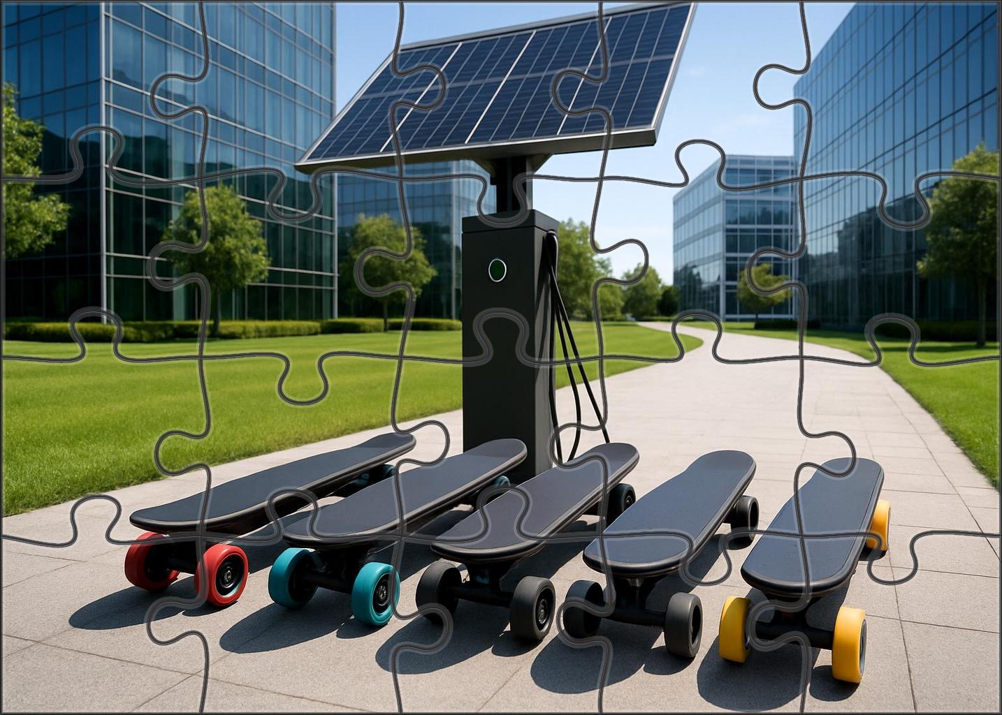 Solar-assisted Electric Skateboard Shuttle Premium Puzzle Pieces