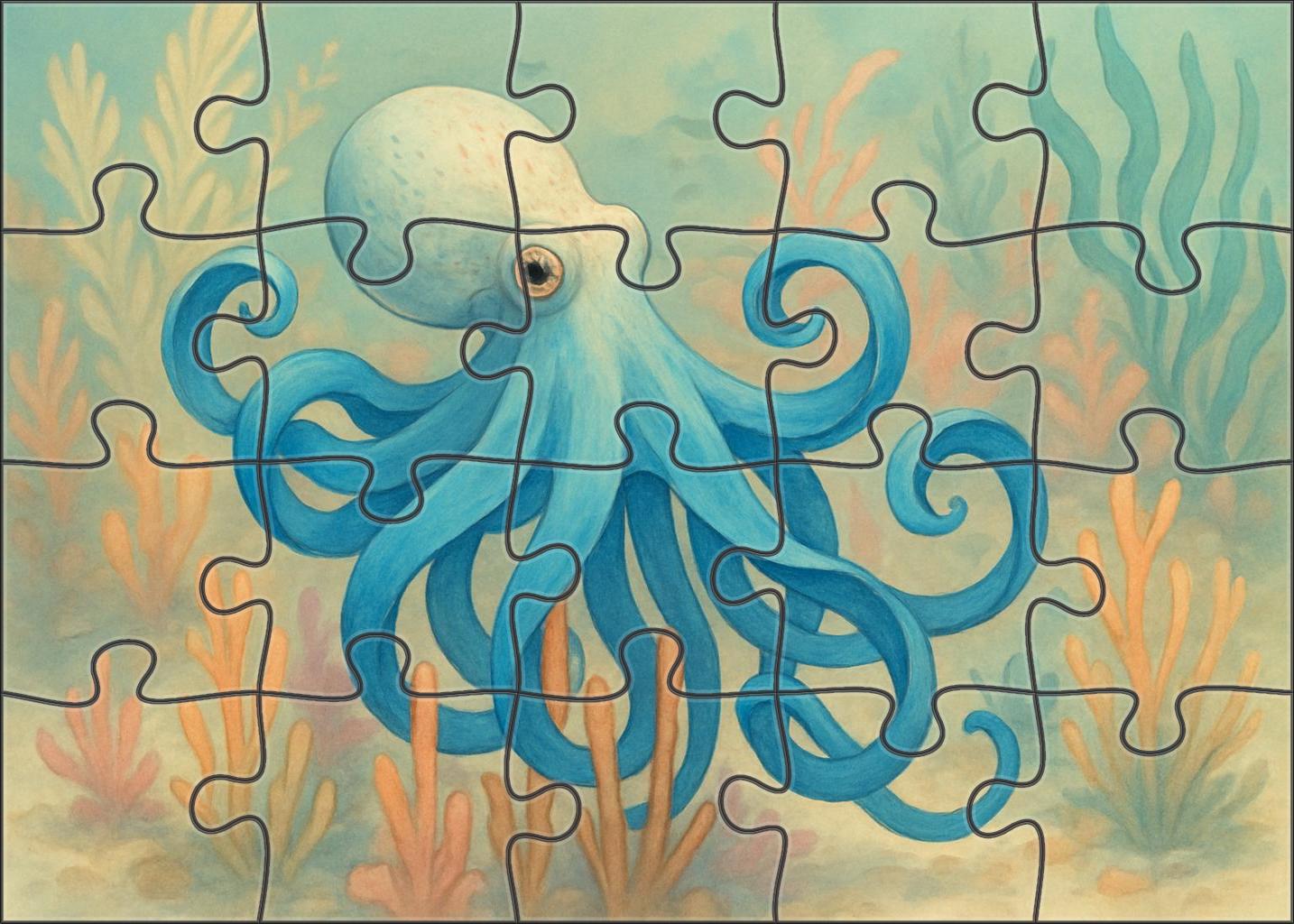 Azure Ribbon Octopus Graceful Ambush Artist 1000 Piece Puzzle